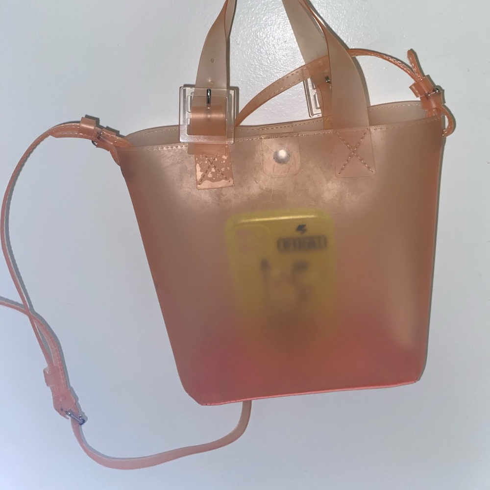 Zara orange toned peachy side bag transparent